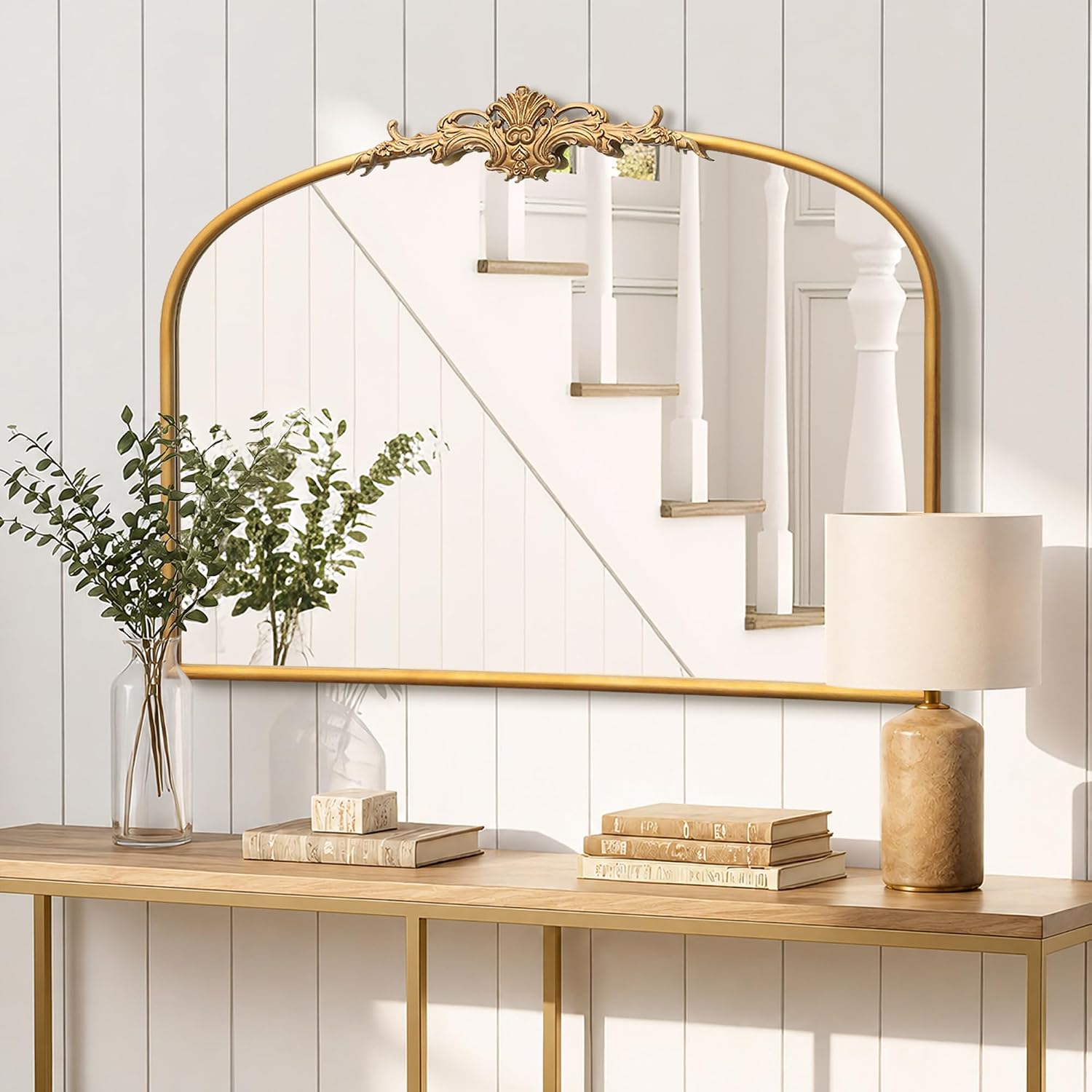 Antique Gold Ornate Wall Mirror 32 x 24 Inch, Arch Shape