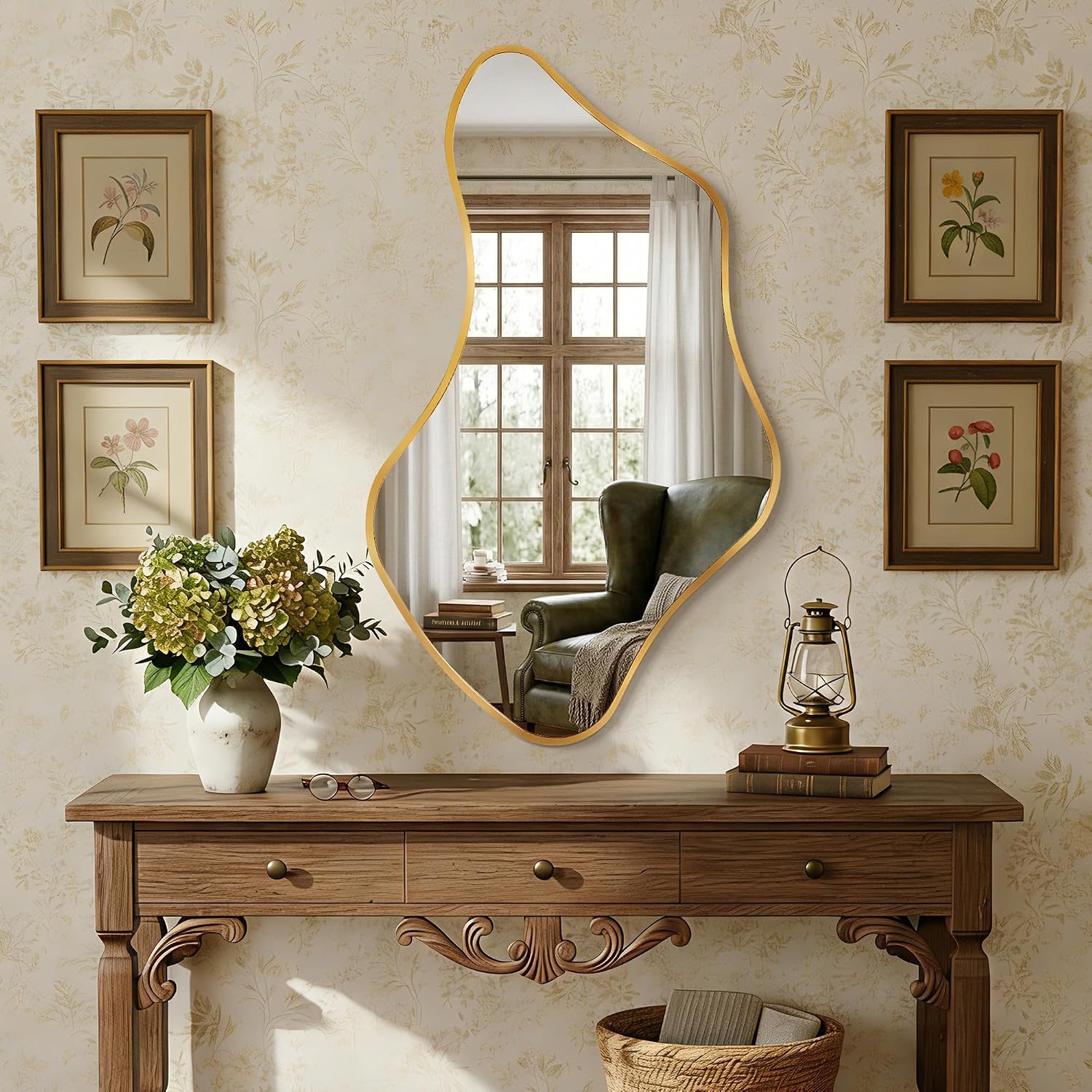 Asymmetrical Frameless Wall Mirror, Irregular Shape