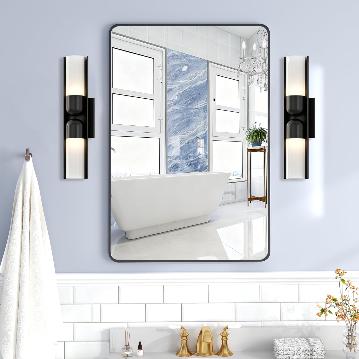 Black Bathroom Vanity Mirror 36 x 24 Inch, Aluminium Frame