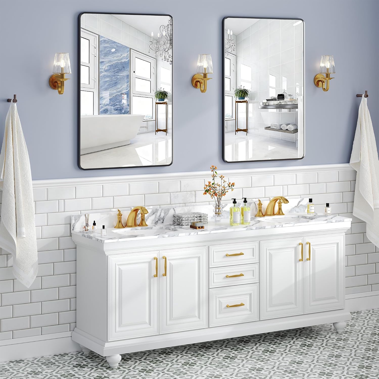 Black Bathroom Vanity Mirror 36 x 24 Inch, Aluminium Frame